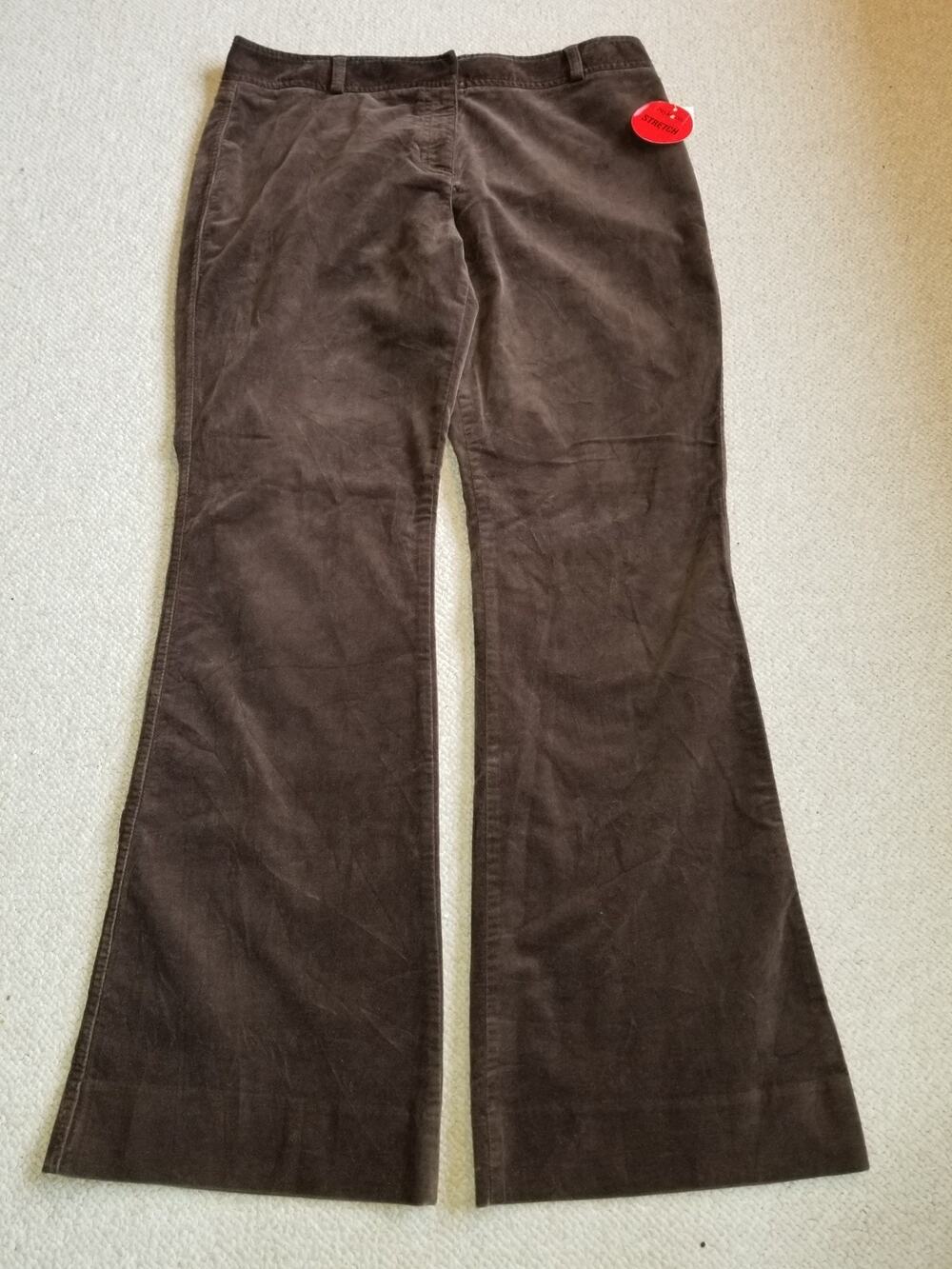 NWT Womens Pants-STYLE & CO-brown cotton stretch velveteen flared leg-14